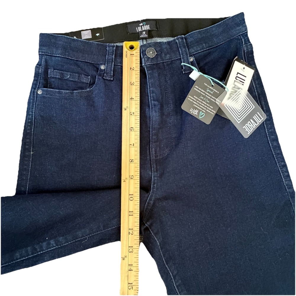Lularoe High Rise Slim Straight Jean 28 Magic Waist Dark Wash Stretch Cigarette - Picture 8 of 12